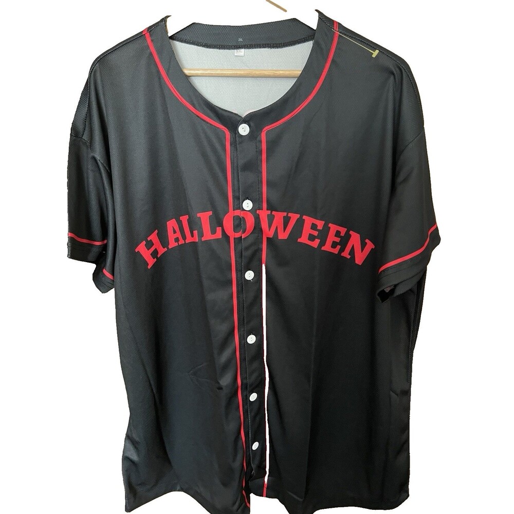 Halloween Shirt Mens XXL Michael Myers Baseball Jersey Anime Streetwear Grunge - Picture 3 of 3